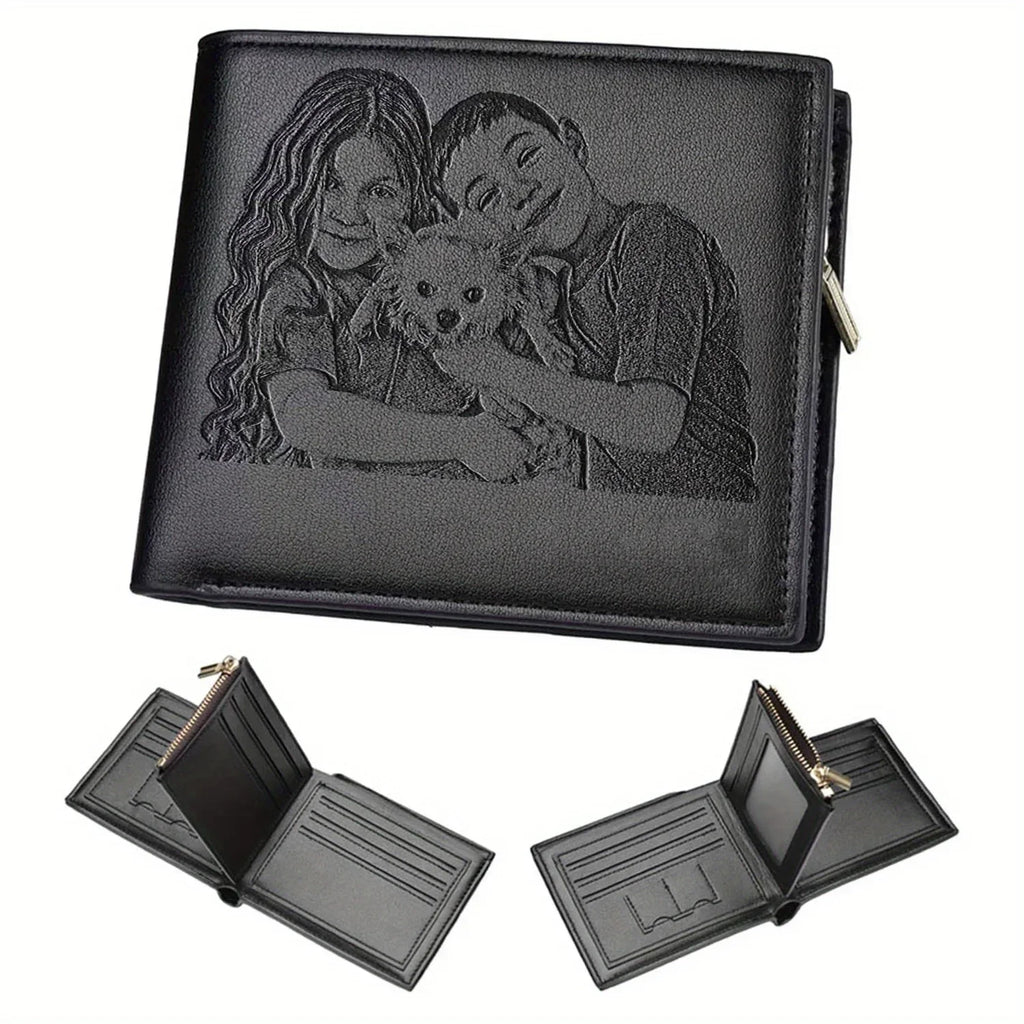 Personalized men's leather wallet with custom engraving, stylish gift option for him by Trendy Attic Store01