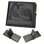 Personalized men's leather wallet with custom engraving, stylish gift option for him by Trendy Attic Store01