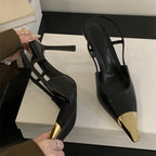 Elegant pointed toe women’s slingback pumps with thin high heels from Plush Fashion Hub, ideal for street style and prom occasions.