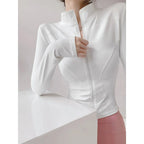 Women’s Sun Quick-Drying Zip-Up Sports Jacket by FitiqueFit, lightweight jacket with front zipper and breathable fabric for active wear.