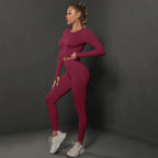Women’s seamless long sleeve yoga top by Plush Fashion Hub, lightweight activewear with a fitted, comfortable design.