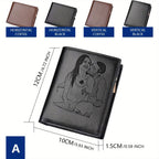 Personalized men's leather wallet from Trendy Attic Store01, featuring a sleek design and space for cards and cash.