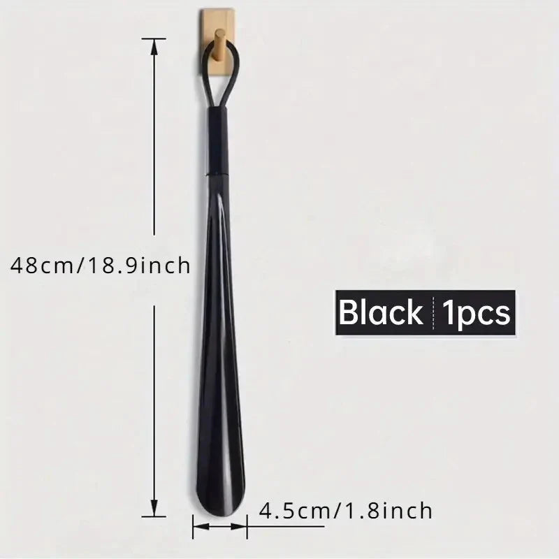 Flexible plastic shoe horn by Plush Fashion Hub, extra long and durable shoe assistant for pregnant women and easy shoe wearing.