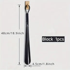 Flexible plastic shoe horn by Plush Fashion Hub, extra long and durable shoe assistant for pregnant women and easy shoe wearing.