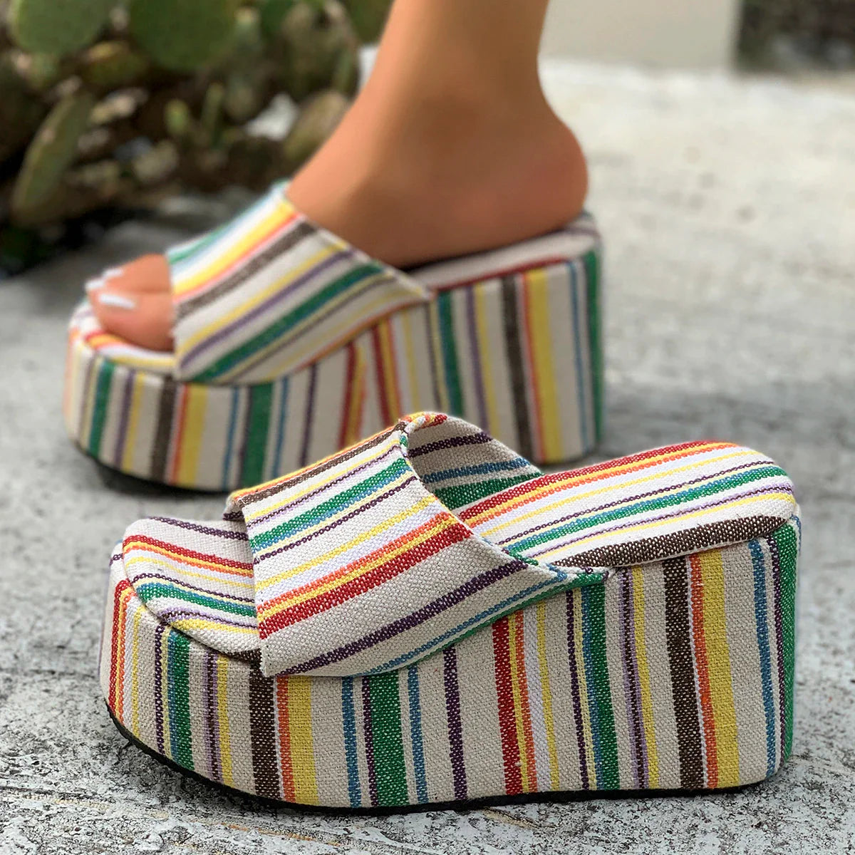 Women’s summer wedges sandals by Plush Fashion Hub featuring platform high heels and open toe design