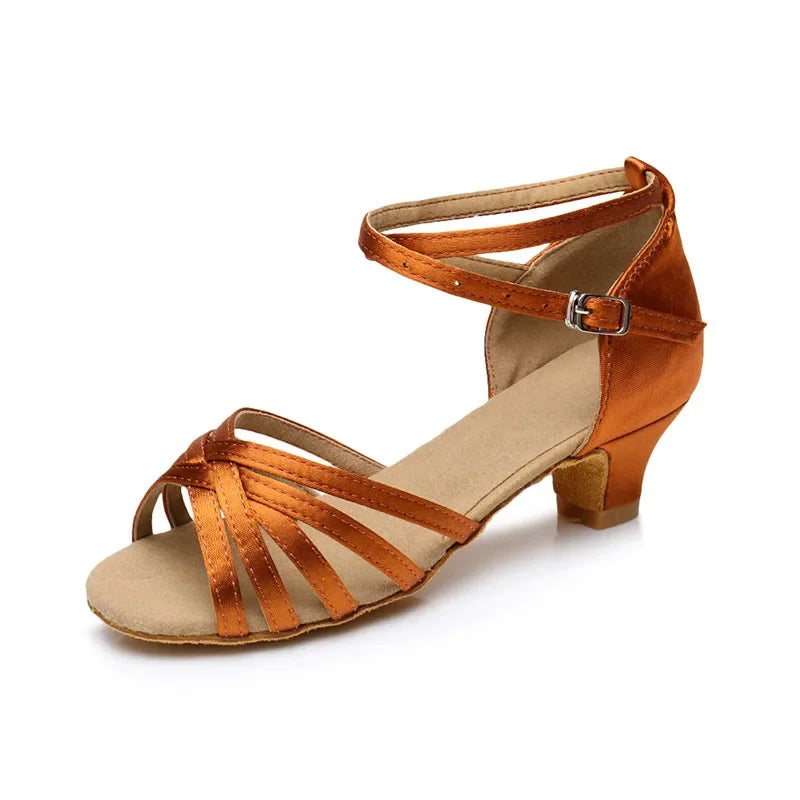 Plush Fashion Hub children's dance shoes for girls, ballroom Latin and salsa sandals with stylish modern design and comfortable fit.