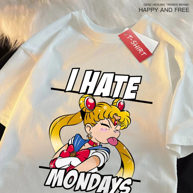 Sailor Moon tongue-out graphic T-shirt by Plush Fashion Hub, featuring playful anime-inspired streetwear design with bold print.