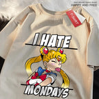Playful Sailor Moon graphic T-shirt featuring a tongue-out anime design, stylish streetwear from Plush Fashion Hub.