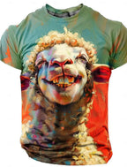 Bright 3D animal print T-shirt by FitiqueFit featuring bold summer streetwear style, showcasing a playful animal design on the front.