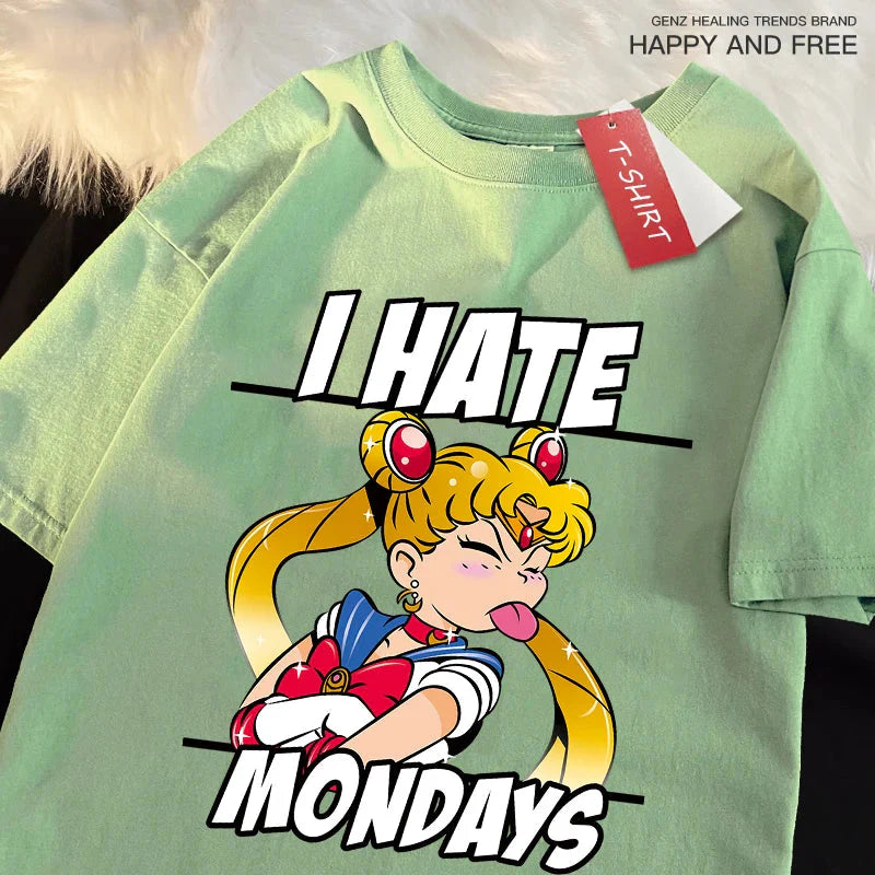 Sailor Moon tongue-out graphic T-shirt from Plush Fashion Hub, featuring playful anime streetwear with bold Sailor Moon design.