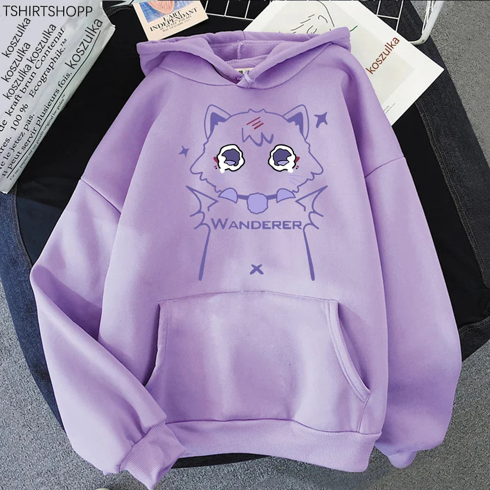 Genshin Impact Scaramouche cat hoodie by FitiqueFit, featuring a streetwear design with Scaramouche character and cat graphics.