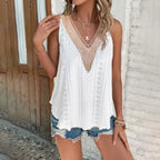 Plush Fashion Hub VibeEase V-Neck Summer Tank Top in casualwear, light fabric, sleeveless design, perfect for warm weather.