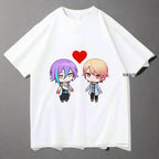 Unisex Kawaii anime streetwear t-shirt by FitiqueFit featuring colorful cartoon design on a comfortable casual shirt.