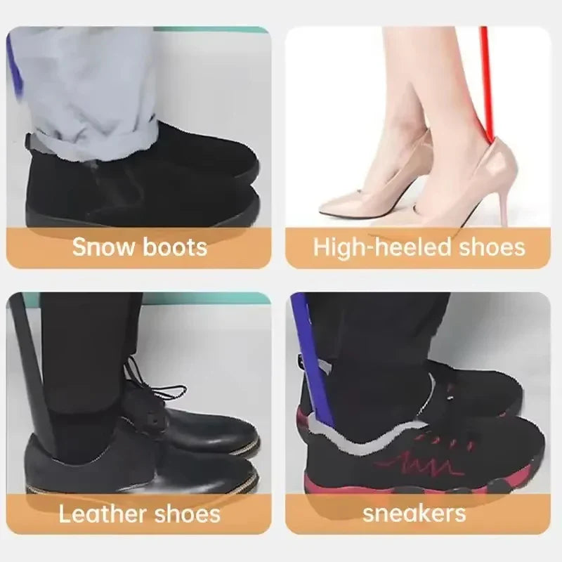 LadyShow extra long flexible plastic shoe horn for pregnant women, durable shoe assist tool, no bending required, shoe dressing aid