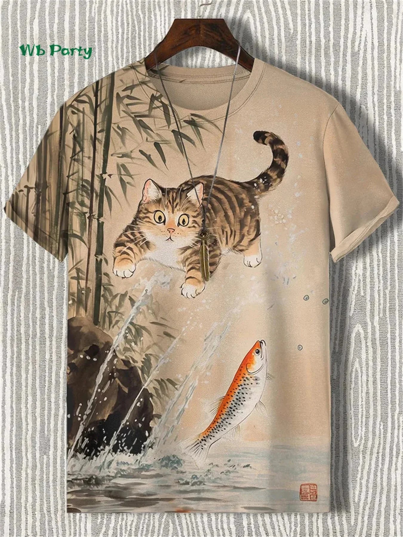 3D travel cat print T-shirt from Plush Fashion Hub, playful summer streetwear featuring a colorful cat design on soft fabric.