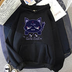 Genshin Impact Scaramouche cat hoodie by FitiqueFit showcasing a stylish streetwear hoodie with Scaramouche design and cat graphic.