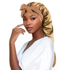 Plush Fashion Hub satin women’s bonnet with long tail braid hair sleep cap, head cover, and shower cap for night and sauna use