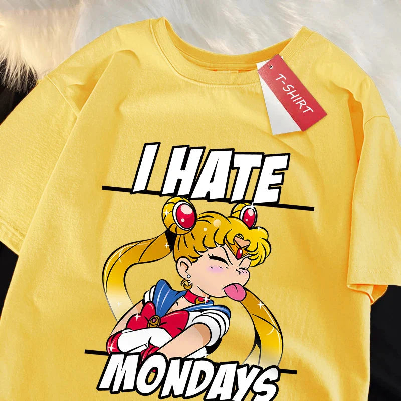 Sailor Moon tongue-out graphic T-shirt in playful anime streetwear style, featuring vibrant design and comfortable fit.