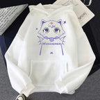 Genshin Impact Scaramouche Cat Hoodie by FitiqueFit featuring a colorful cartoon character design on a casual streetwear hoodie.