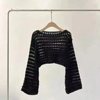 Women’s crochet knit beach cover-up by Plush Fashion Hub, casualwear with open-knit design, perfect for beach or poolside.