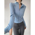 Women’s FitiqueFit Sun quick-drying zip-up sports jacket in size S to 3XL, shown in a sporty design with a zipper front and lightweight fabric.