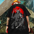 Oversized streetwear T-shirt from FitiqueFit featuring a bold 3D samurai knife print on soft fabric.