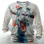 Long sleeve streetwear t-shirt by FitiqueFit featuring bold 3D animal print design in a trendy Harajuku hip-hop style.