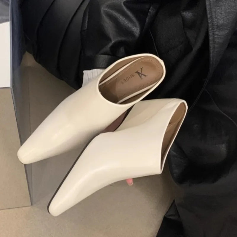 Women's pointed toe wedge slip-on sandals by Plush Fashion Hub featuring a stylish design and comfortable fit.