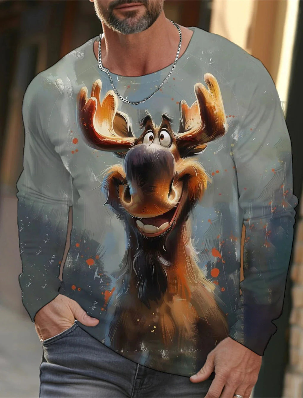 Long sleeve streetwear t-shirt by FitiqueFit featuring bold 3D tiger animal print in vibrant colors.