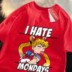 Sailor Moon tongue-out graphic T-shirt by Plush Fashion Hub, playful anime streetwear featuring bold print and vibrant colors.