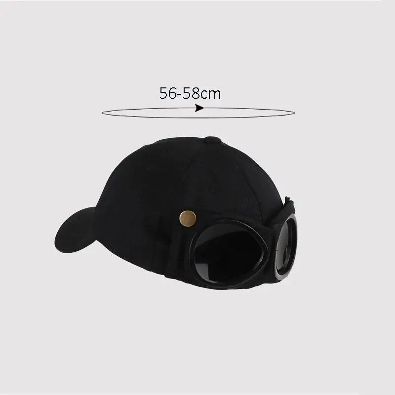 Unisex aviator baseball cap with built-in sunglasses, lightweight summer hat by FitiqueFit, featuring a stylish and functional design.