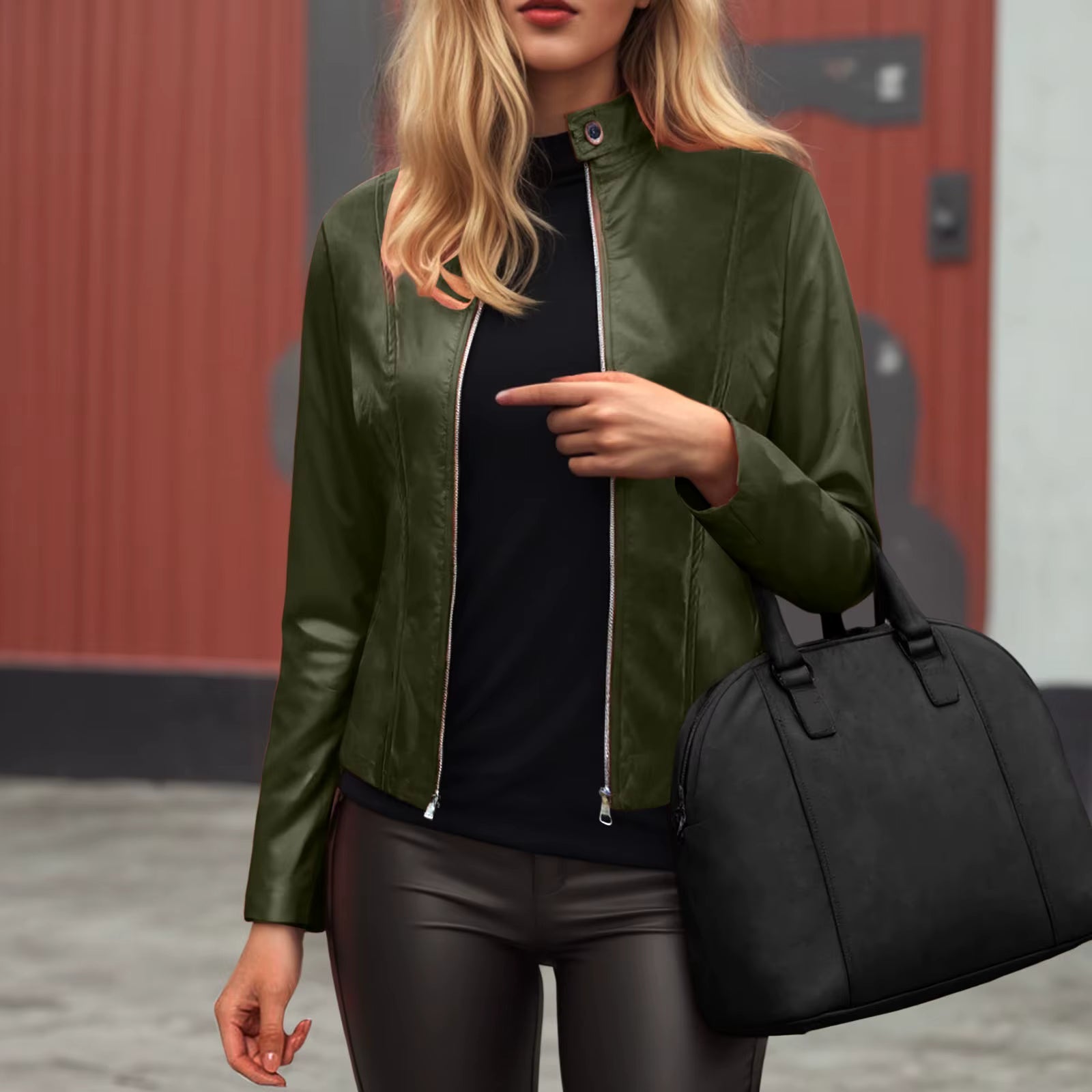 Women’s Slim Fit Leather Moto Jacket