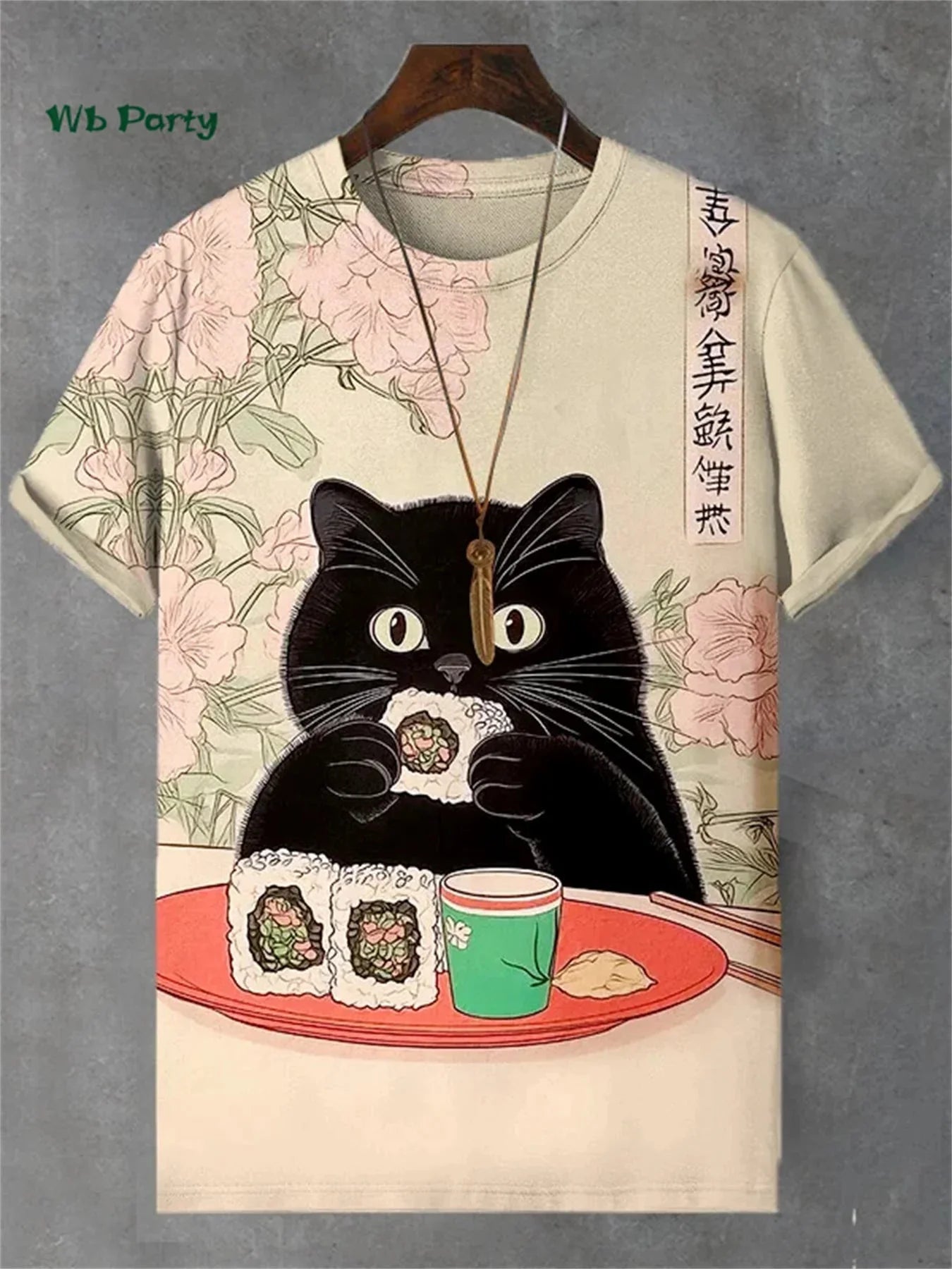 Bright 3D travel cat print T-shirt from Plush Fashion Hub, featuring playful summer streetwear style and colorful feline design.