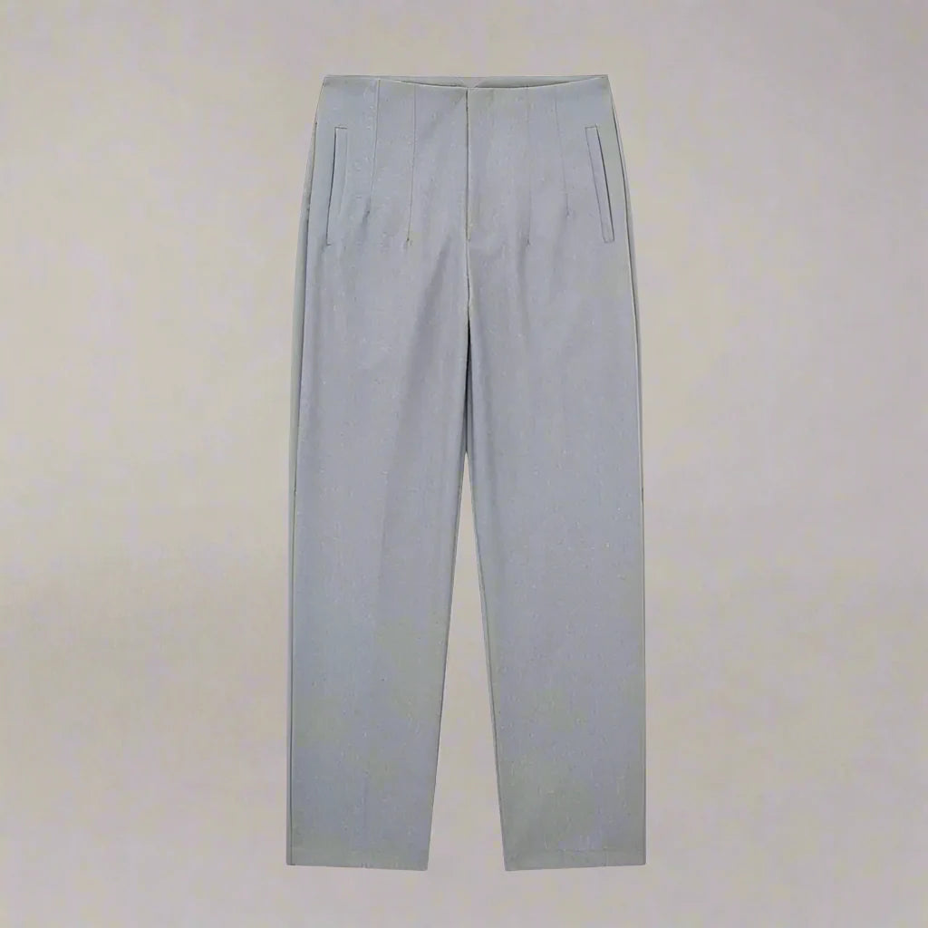 Women’s high waist slim trousers in casualwear style from Plush Fashion Hub, shown in a neutral color with a fitted silhouette.