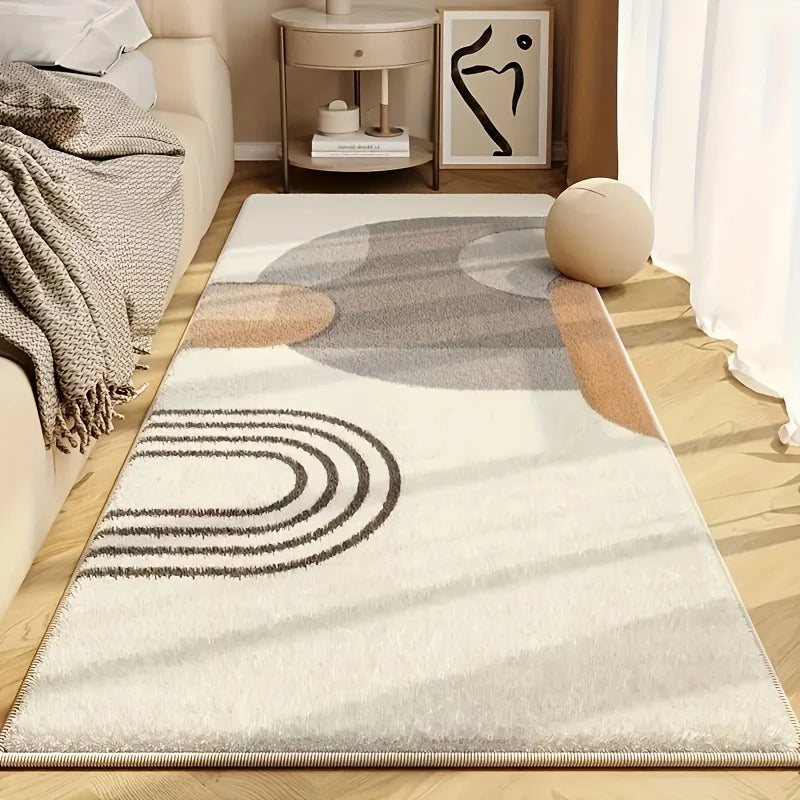 Plush Fashion Hub VIKAMA soft warm bedside floor mat, washable waterproof bedroom rug with simple high-end design, suitable for home decor.