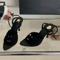 LadyShow.Store Eilyken summer fashion thin heels with pleated hollow-out design, buckle strap, pointed toe, available in 6cm and 9cm heel heights.