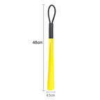 Flexible plastic shoe horn from Plush Fashion Hub, extra long, durable shoe assist tool for pregnant women and easy shoe wearing.
