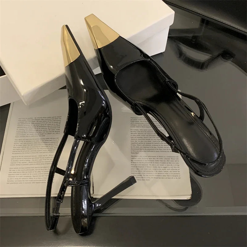 Elegant pointed toe women’s slingback pumps with thin high heels and stylish design, perfect for street style and special occasions.