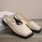 Leather toe cap sandals for women by LadyShow.Store, flat square toe beach slippers with anti-slip sole and retro style.