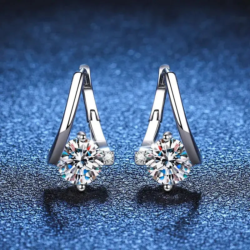 Sterling silver moissanite U-shape statement earrings with a luxurious and elegant design.