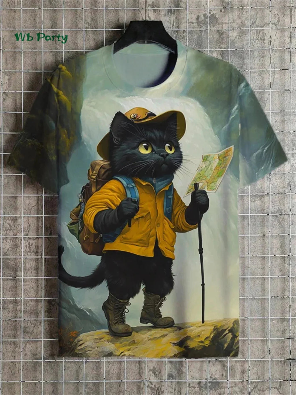 Playful 3D travel cat print T-shirt from Plush Fashion Hub, featuring vibrant cat design on summer streetwear style.