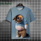Cat print Y2K graphic T-shirt from Plush Fashion Hub, streetwear style with colorful cat illustrations on soft fabric.