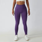 Seamless ribbed yoga leggings from FitiqueFit with tummy control fit, stretchy activewear designed for comfort and flexibility.
