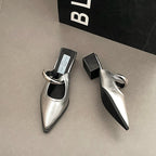 Summer women's slip-on mules by Plush Fashion Hub with metal decoration, thick heel, and street style footwear for comfortable fashion.