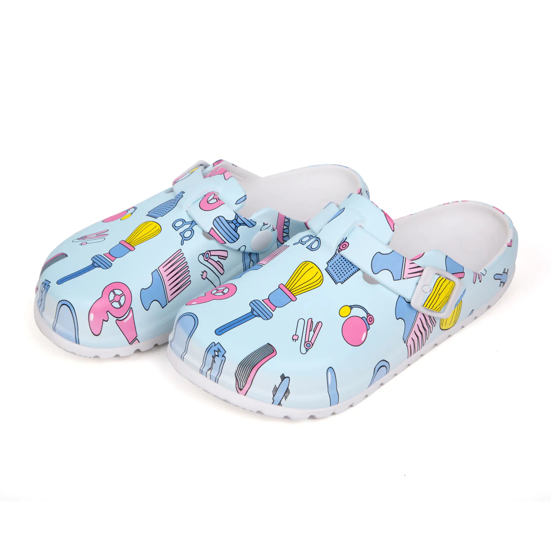 Cartoon nurse-themed women's sandals from Trendy Attic Store01 featuring colorful, playful design and comfortable slip-on style.