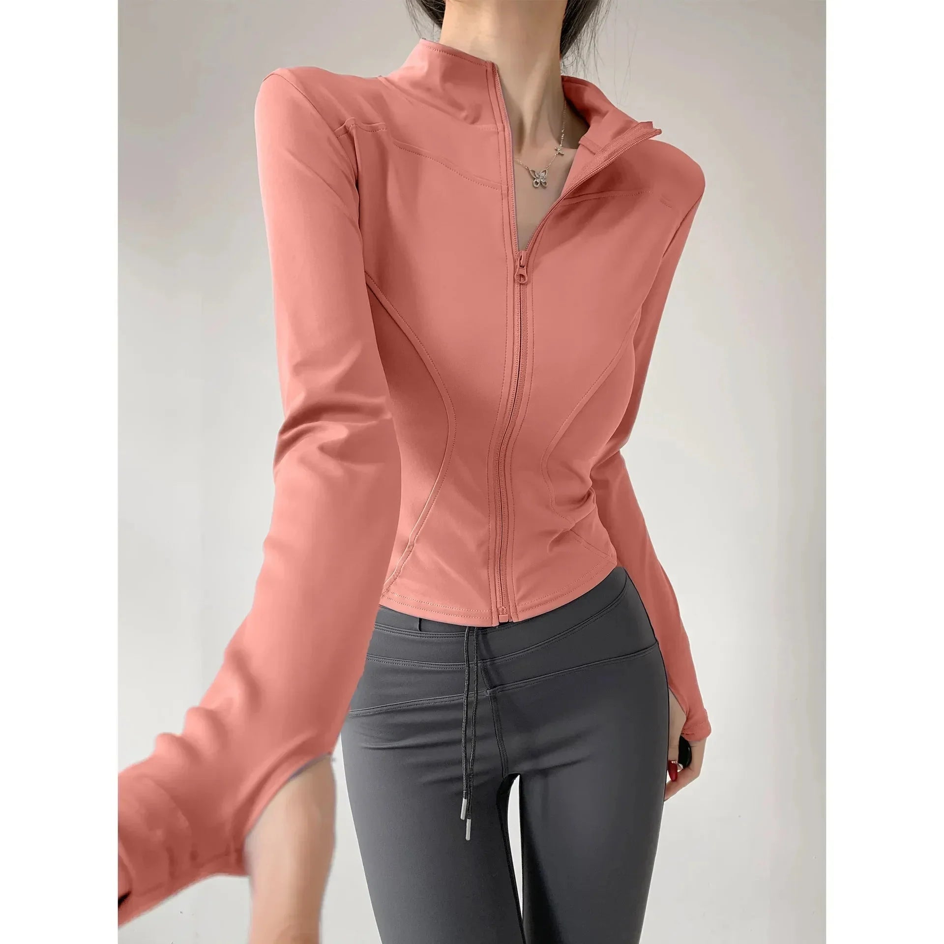 Women’s FitiqueFit sun quick-drying zip-up sports jacket, S-3XL, lightweight athletic jacket with a full zip and sporty design.
