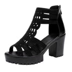 Women's fish mouth wedge sandals by LadyShow with open toe, hollow-out design, low heel, slip-resistant sole, casual fashion footwear.