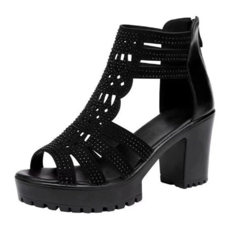 Women's fish mouth wedge sandals by LadyShow with open toe, hollow-out design, low heel, slip-resistant sole, casual fashion footwear.