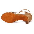 LadyShow Latin dance shoes for women with suede soles, tango and ballroom style, featuring Cuban heels and high heels for dance parties