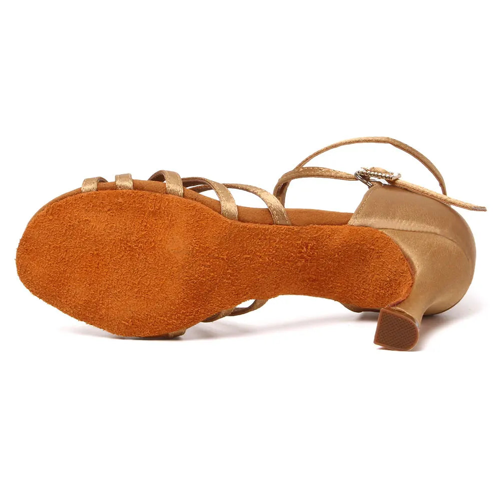 LadyShow Latin dance shoes for women with suede soles, tango and ballroom style, featuring Cuban heels and high heels for dance parties